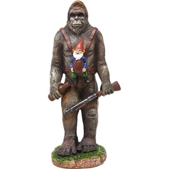 Funny Guy Mugs Garden Gnome Statue - Bigfoot and A Gnome - Indoor/Outdoor - Picture 1 of 7